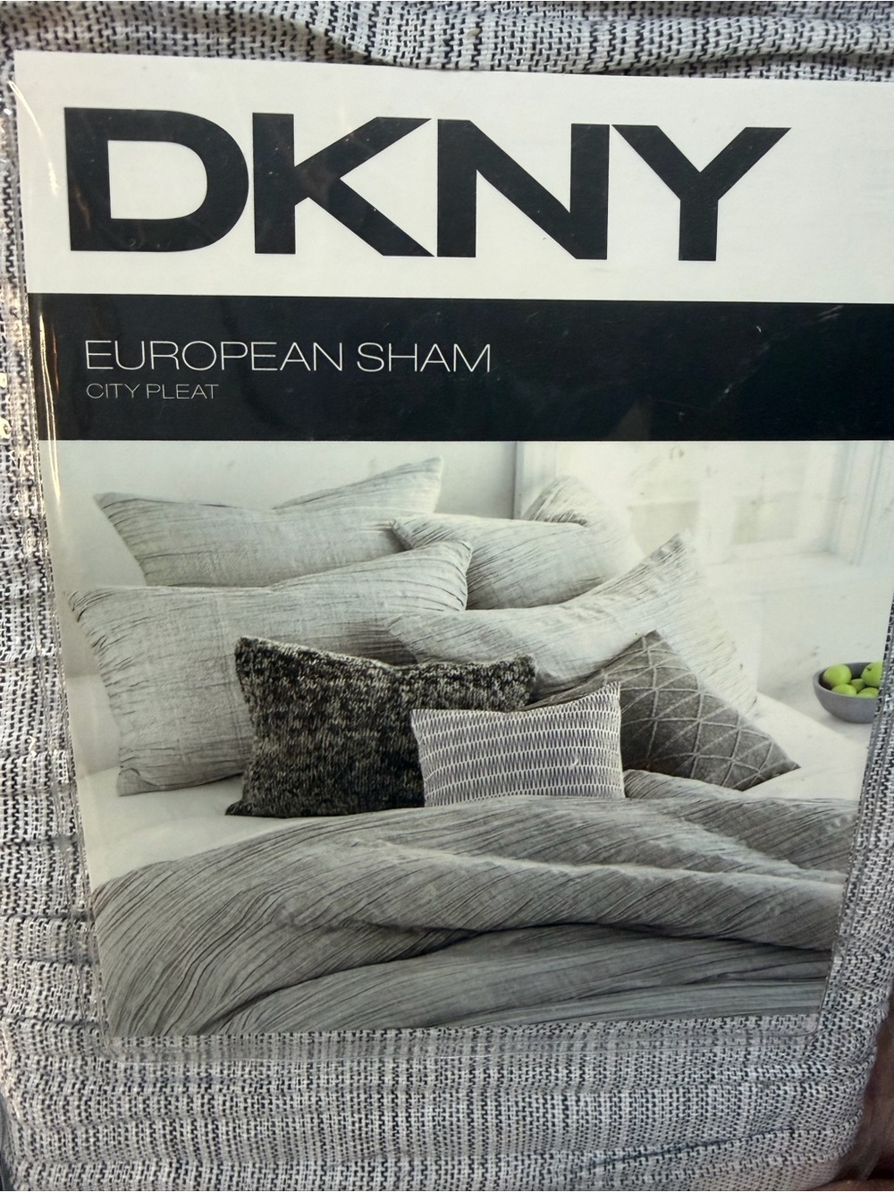 NWT DKNY. Set up two euro shams city plate gray.